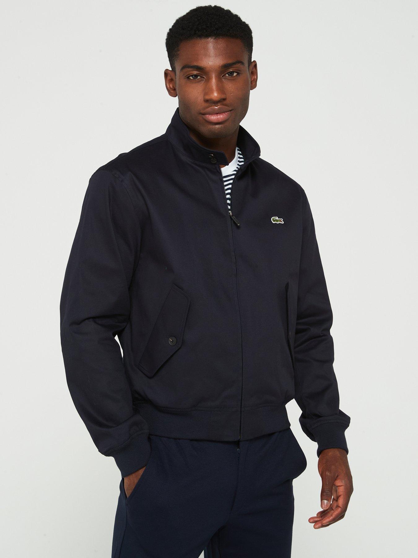  image of lacoste-showerproof-cotton-twill-harrington-jacket-navy