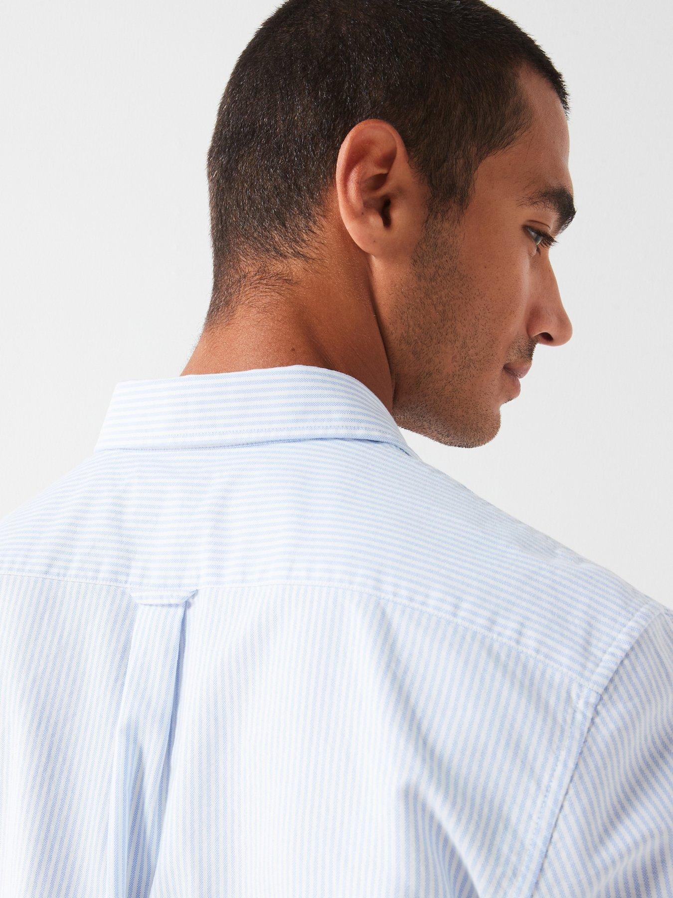  image of lacoste-regular-fit-striped-oxford-pocket-detail-shirt-light-blue