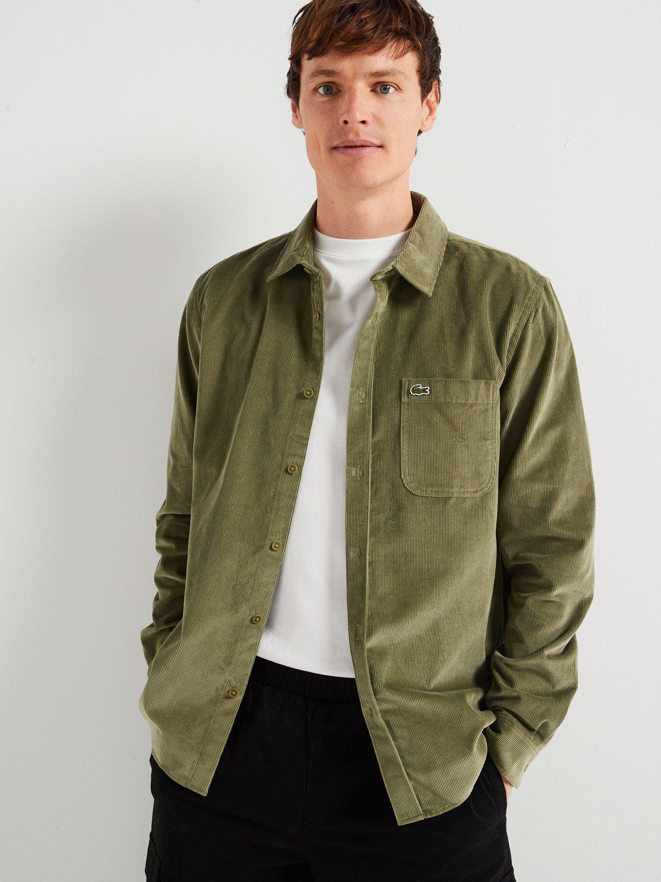 Image 4 of 6 of Lacoste Regular Fit Cotton Corduroy Pocket Shirt - Khaki