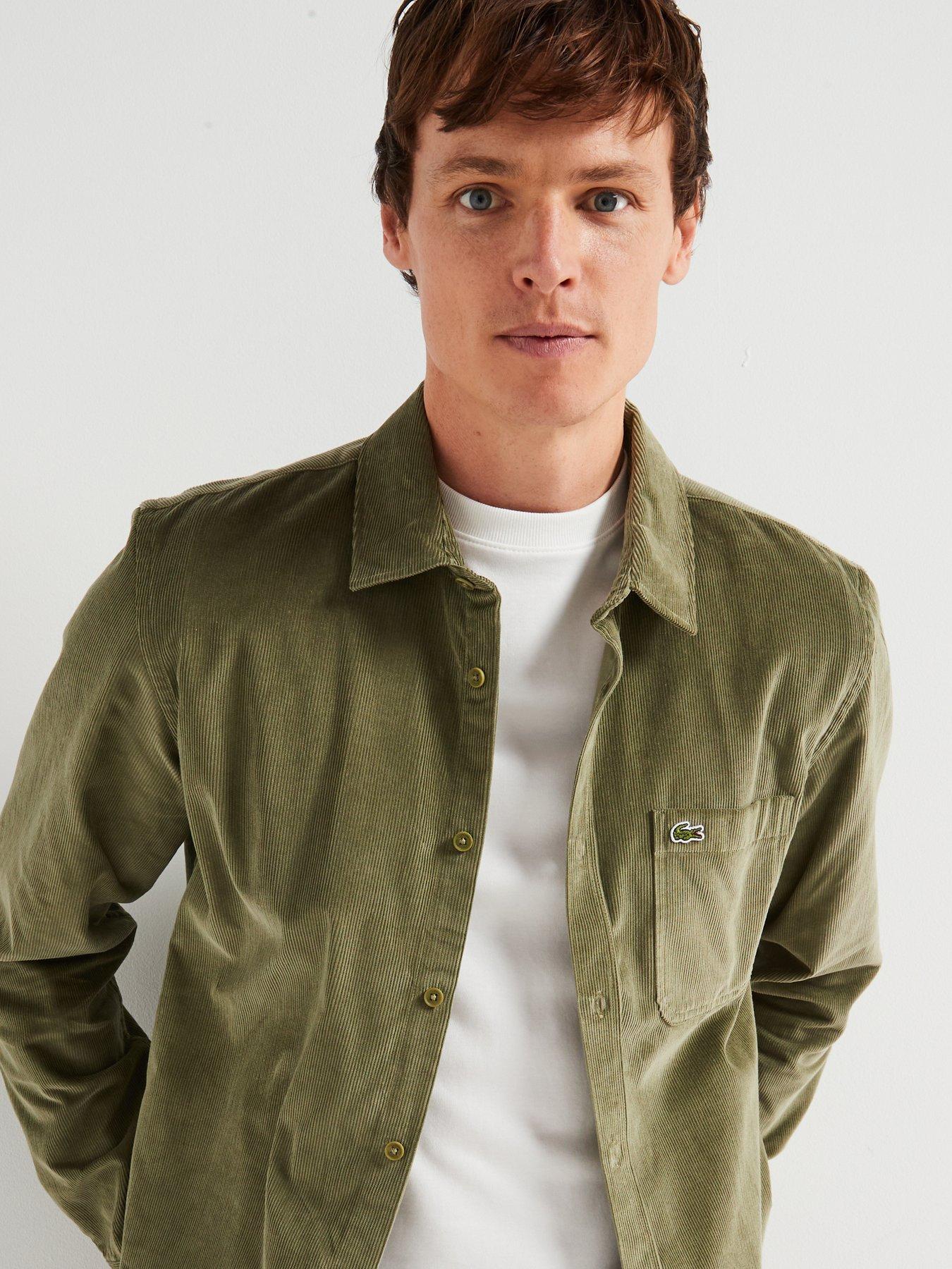 Image 5 of 6 of Lacoste Regular Fit Cotton Corduroy Pocket Shirt - Khaki