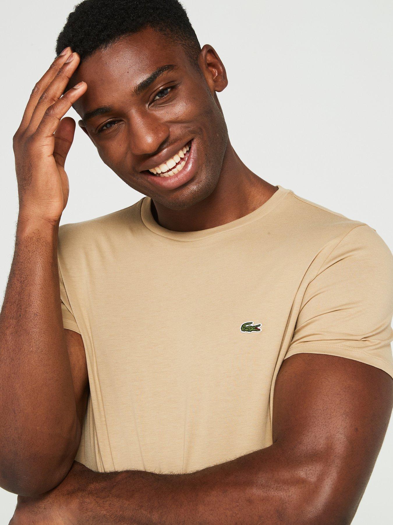  image of lacoste-regular-fit-pima-cotton-crew-neck-t-shirt-brown