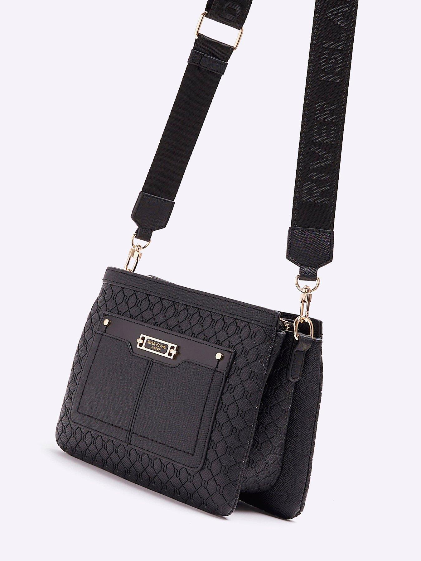 River Island Monogram Crossbody Bag Black Littlewoods