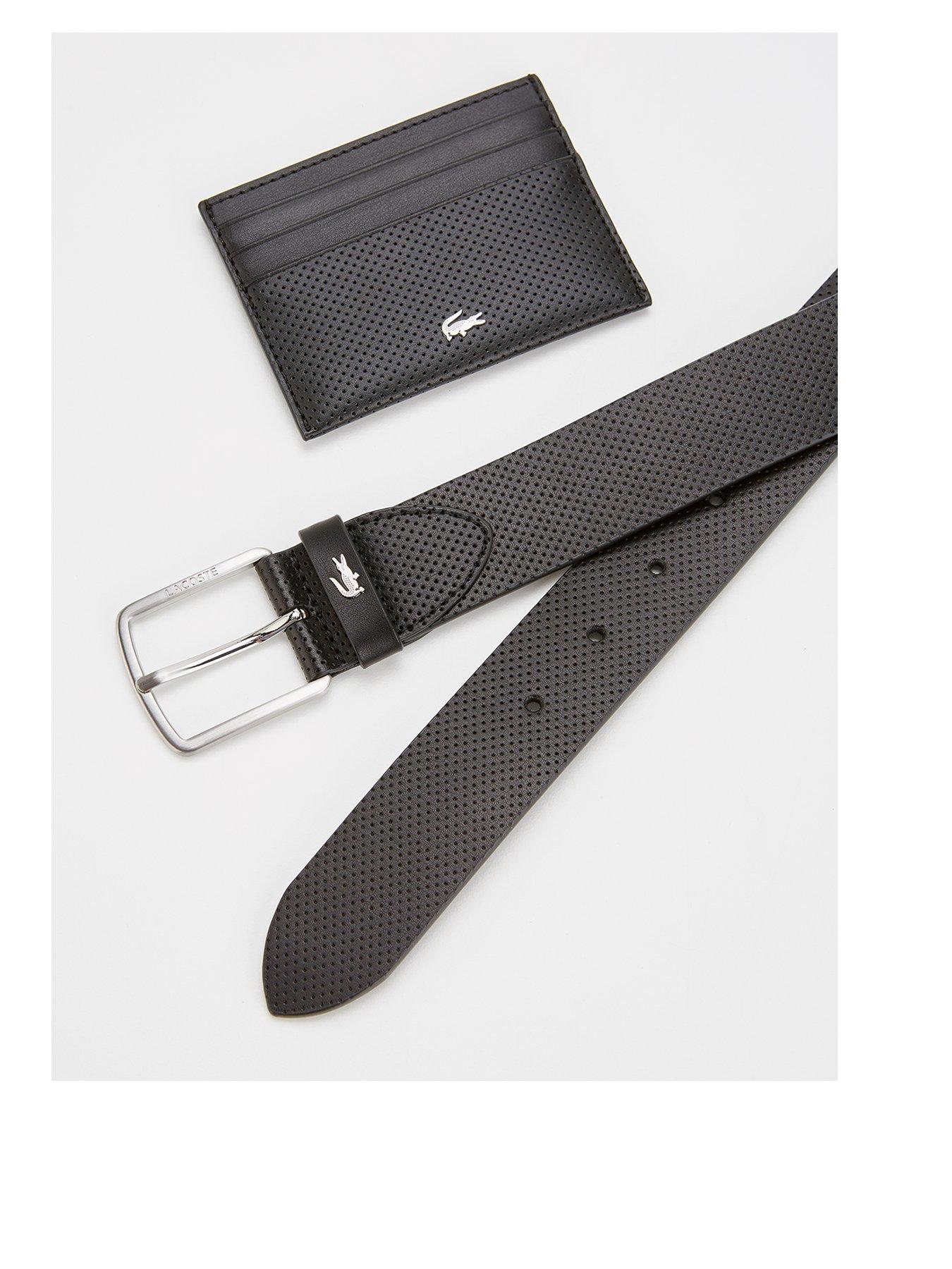 undefined Leather Belt/Card Holder Gift Set - Black