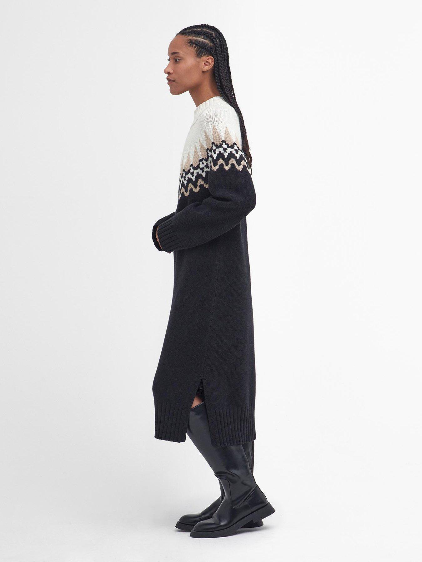  image of barbour-kingsford-knitted-dress-black