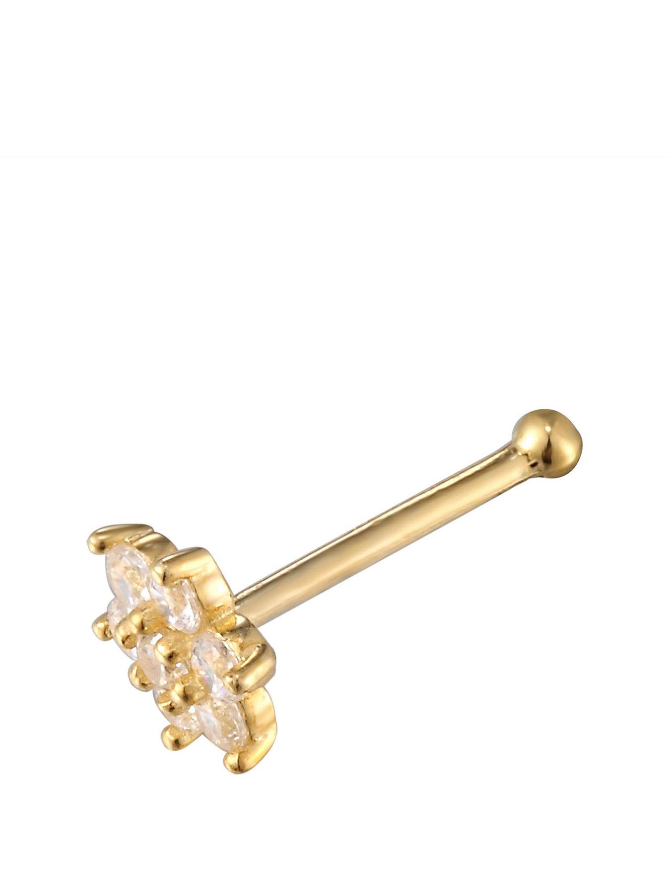 The Love Collection 9ct Solid Gold Flower Nose Pin