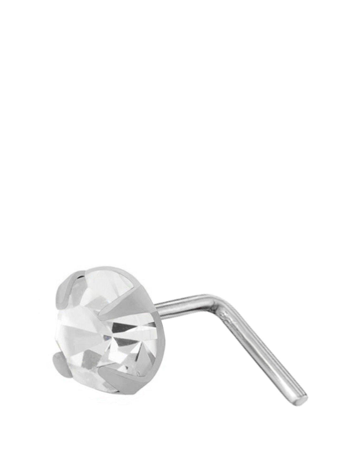  image of the-love-collection-sterling-silver-white-cubic-zirconia-nose-stud
