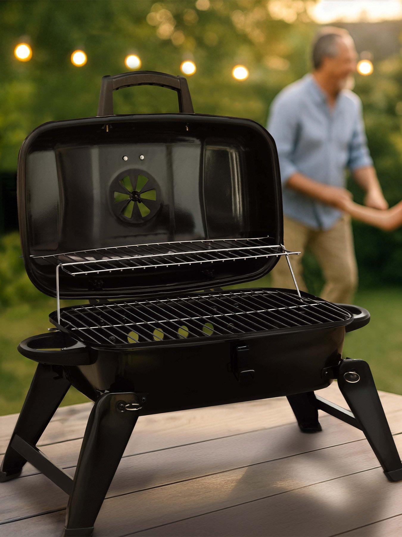 Tower Portable Charcoal BBQ Grill with Collapsible Legs - Black