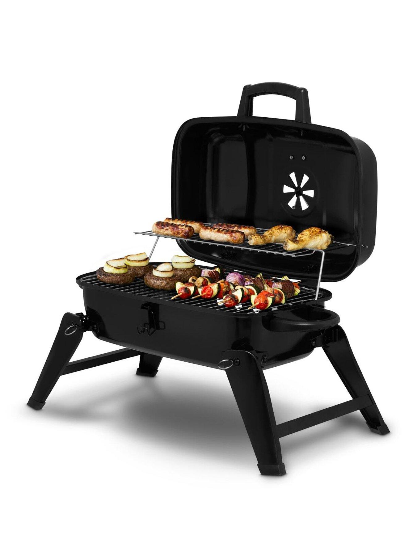 Tower Portable Charcoal Grill with Collapsible Legs, Black