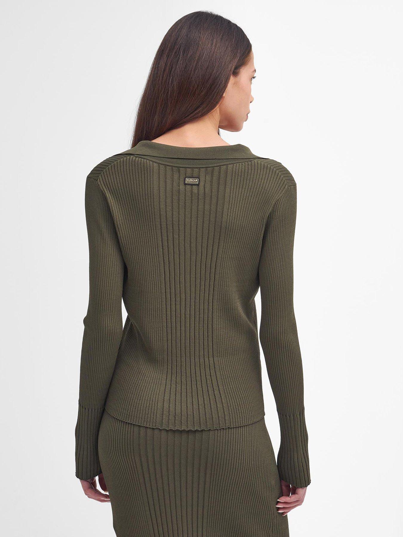  image of barbour-international-mondale-knitted-zip-up-cardigan-green