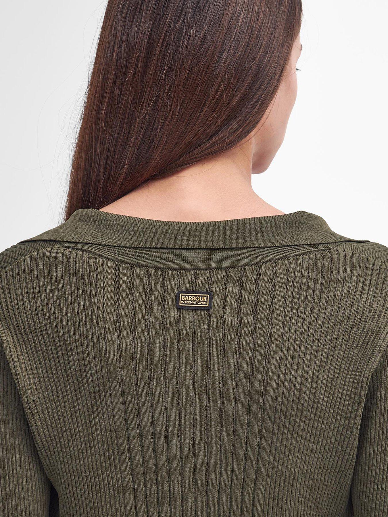  image of barbour-international-mondale-knitted-zip-up-cardigan-green