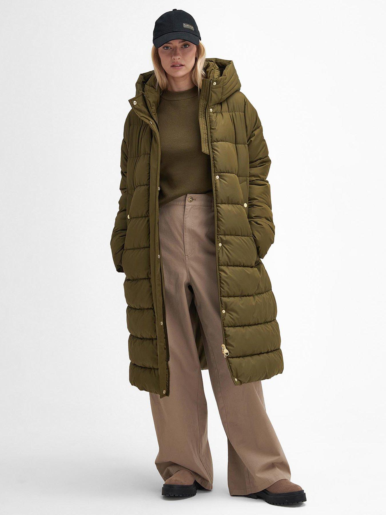 Barbour International Longline Barron Padded Coat Green