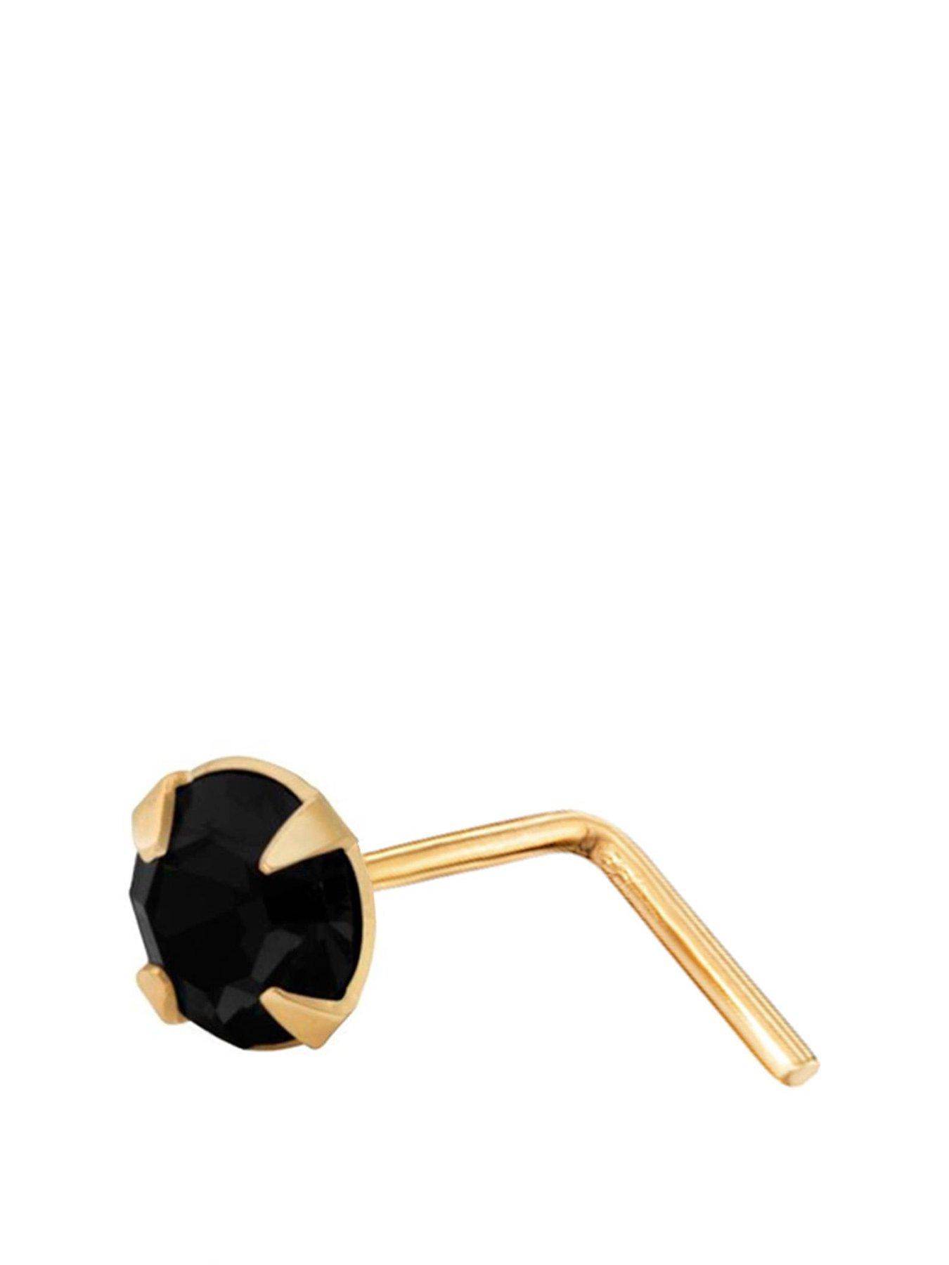  image of the-love-collection-9ct-gold-black-cubic-zirconia-nose-stud
