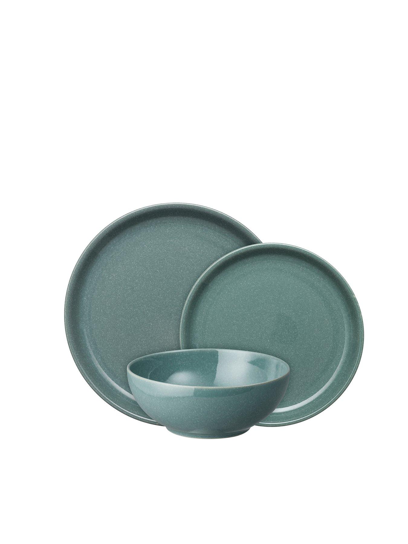  image of denby-elements-12-piece-coupe-dinner-set-in-jade-dark-green