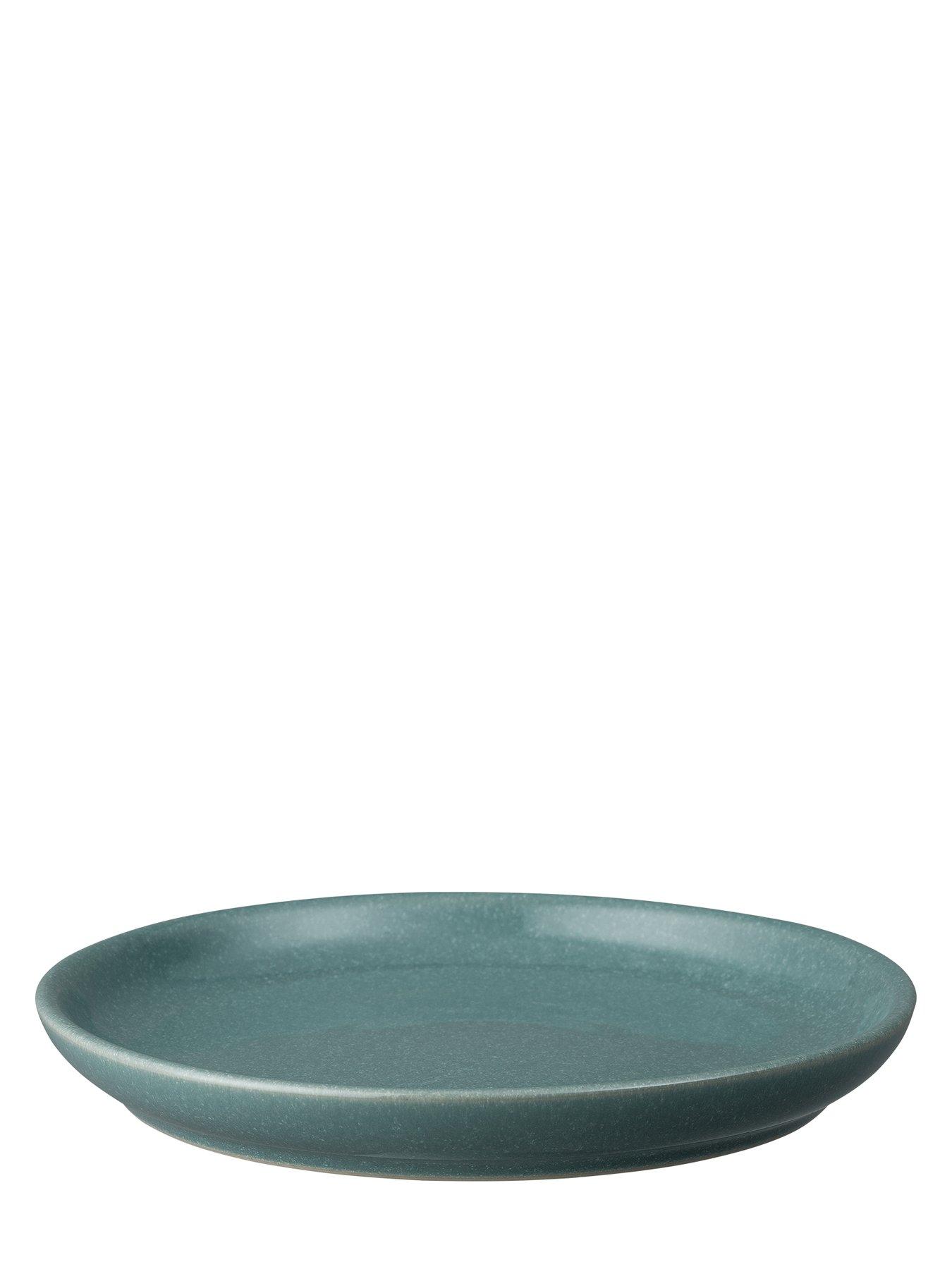  image of denby-elements-set-of-4-medium-coupe-plates-in-jade-dark-green