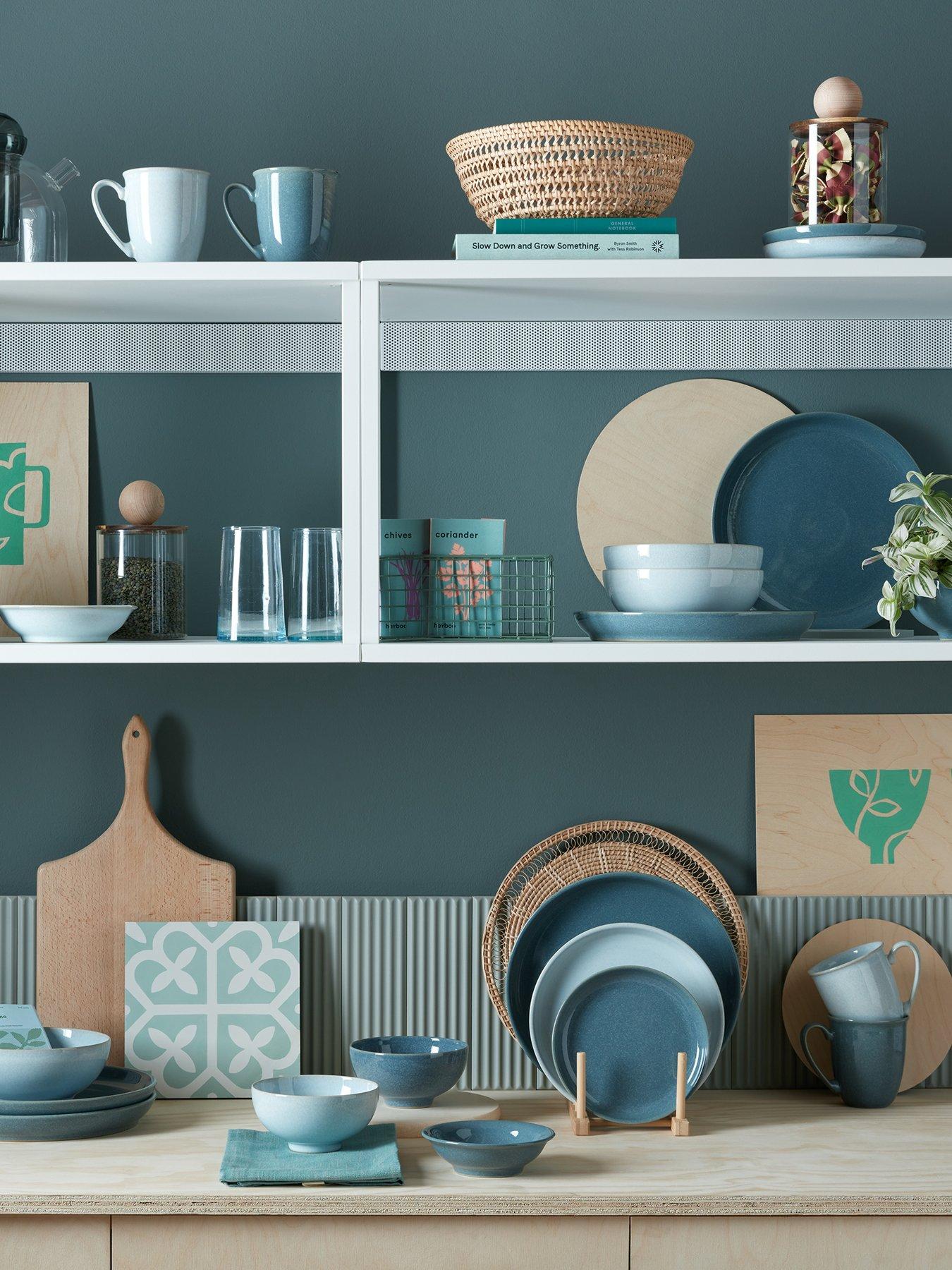  image of denby-elements-set-of-4-medium-coupe-plates-in-jade-dark-green
