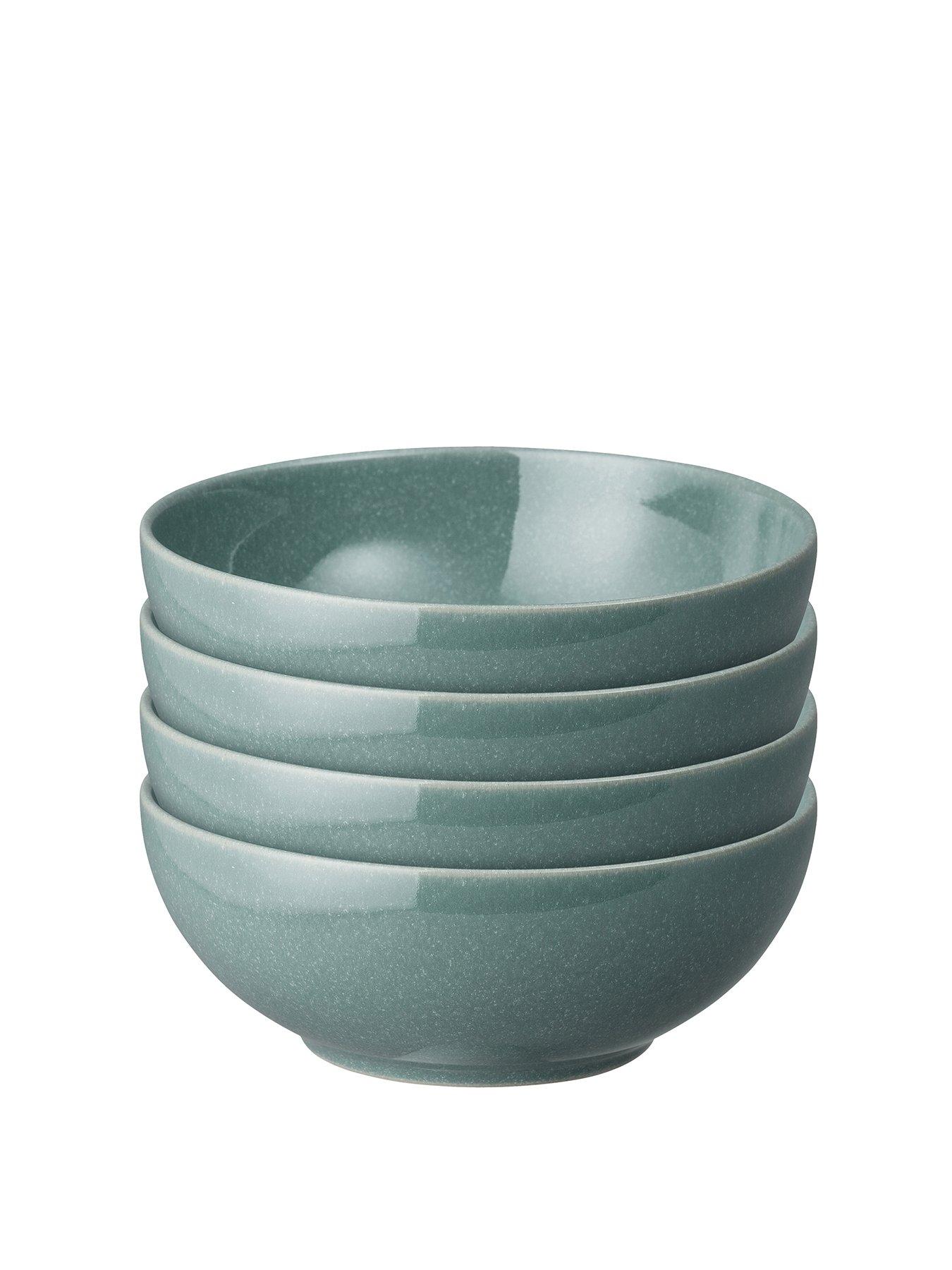  image of denby-elements-4-piece-cereal-bowl-set-in-dark-jade-green