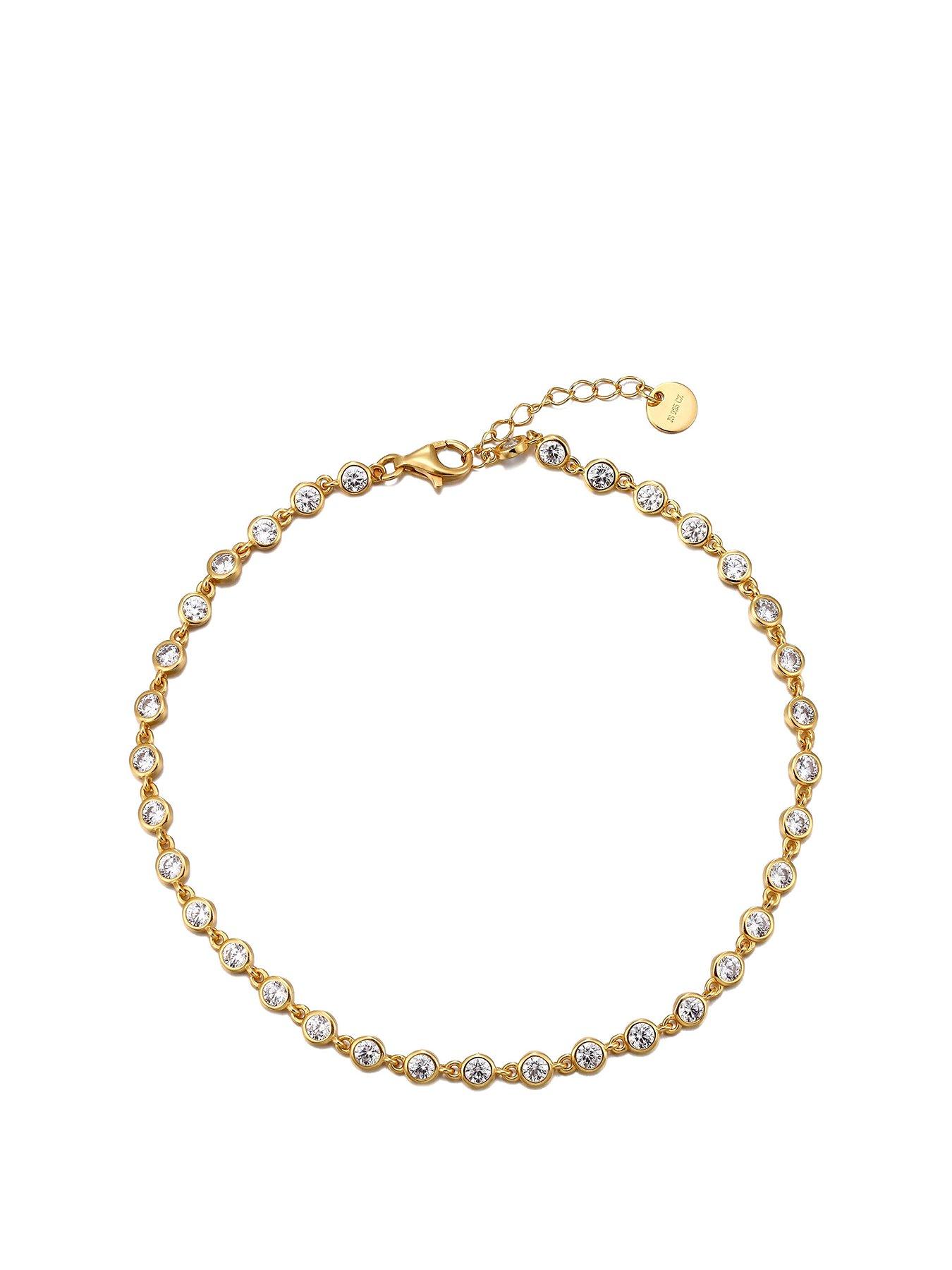 The Love Collection 18ct Gold Plated Cubic Zirconia Anklet