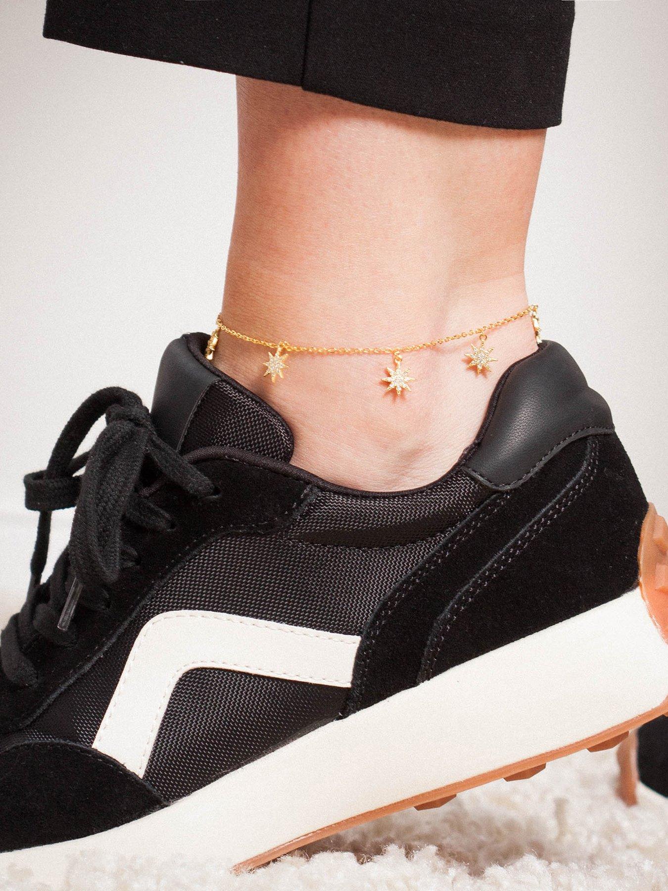 Image 2 of 4 of The Love Collection 18ct Gold Plated Cubic Zirconia Star Anklet