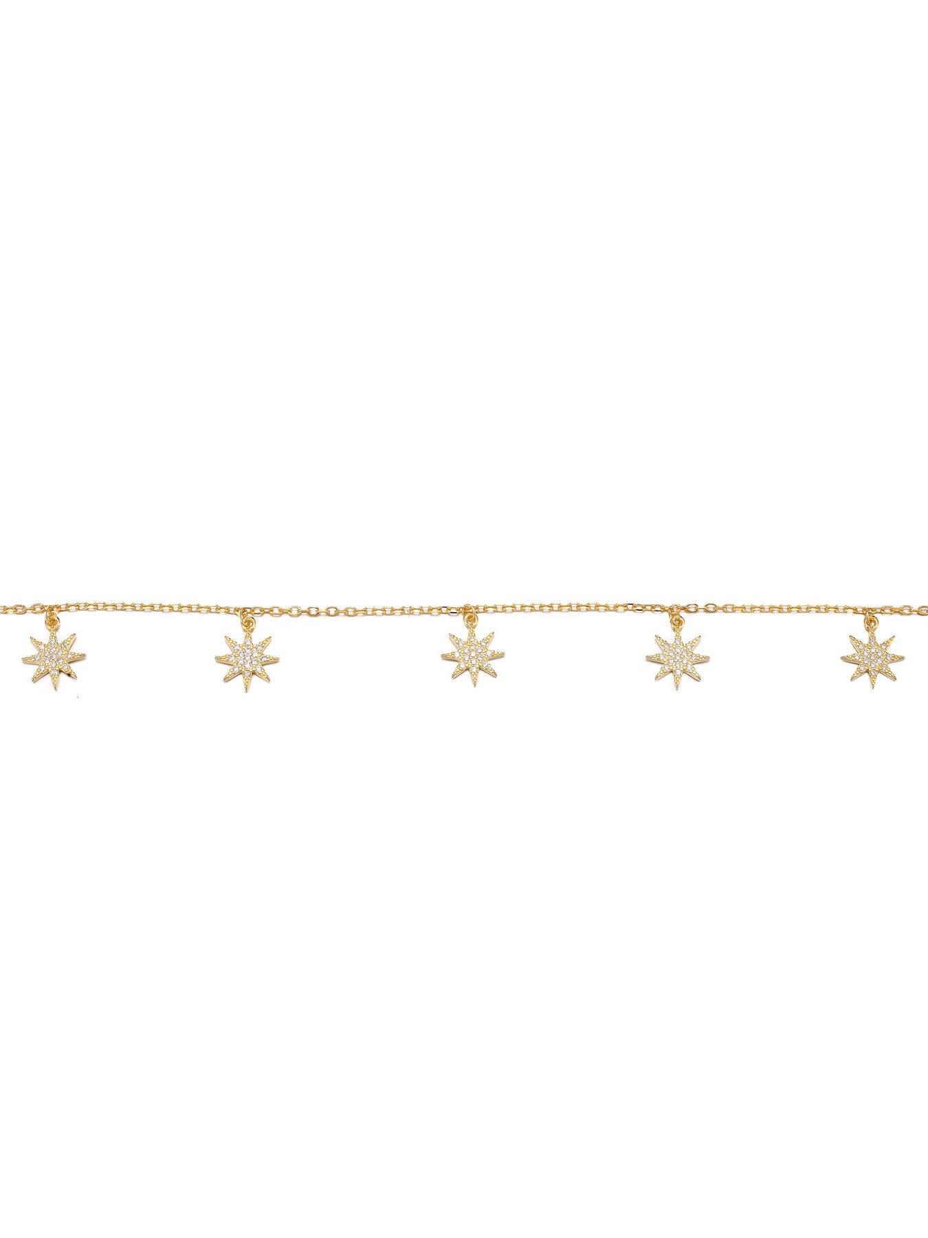 Image 3 of 4 of The Love Collection 18ct Gold Plated Cubic Zirconia Star Anklet