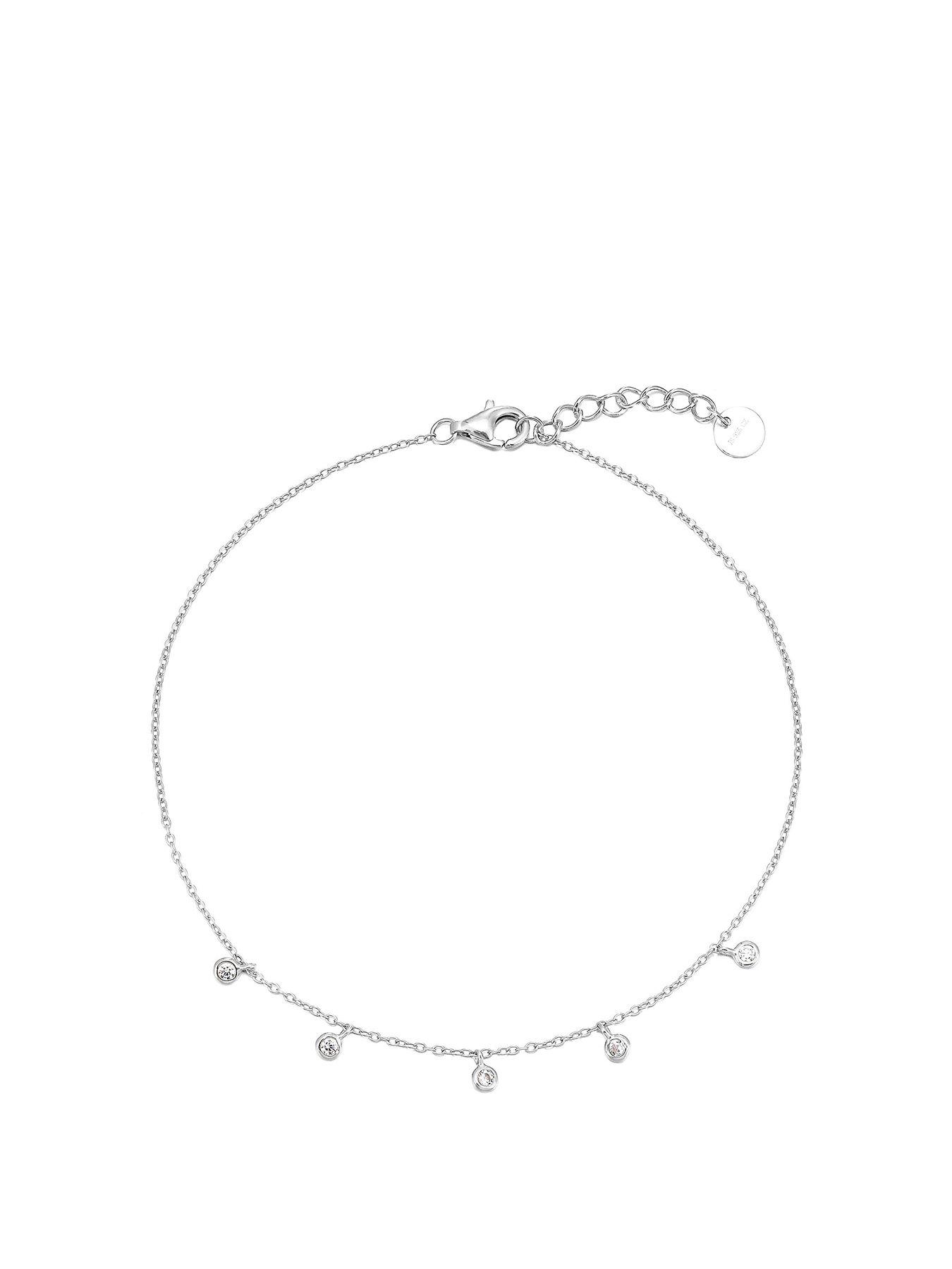 the-love-collection-sterling-silver-5-cubic-zirconia-anklet