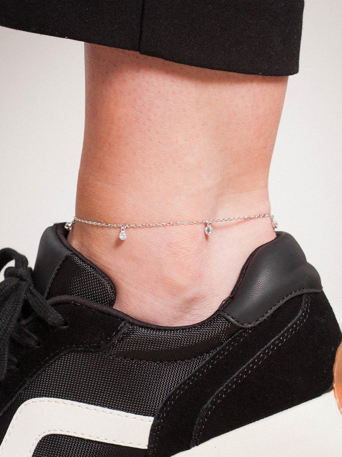  image of the-love-collection-sterling-silver-5-cubic-zirconia-anklet