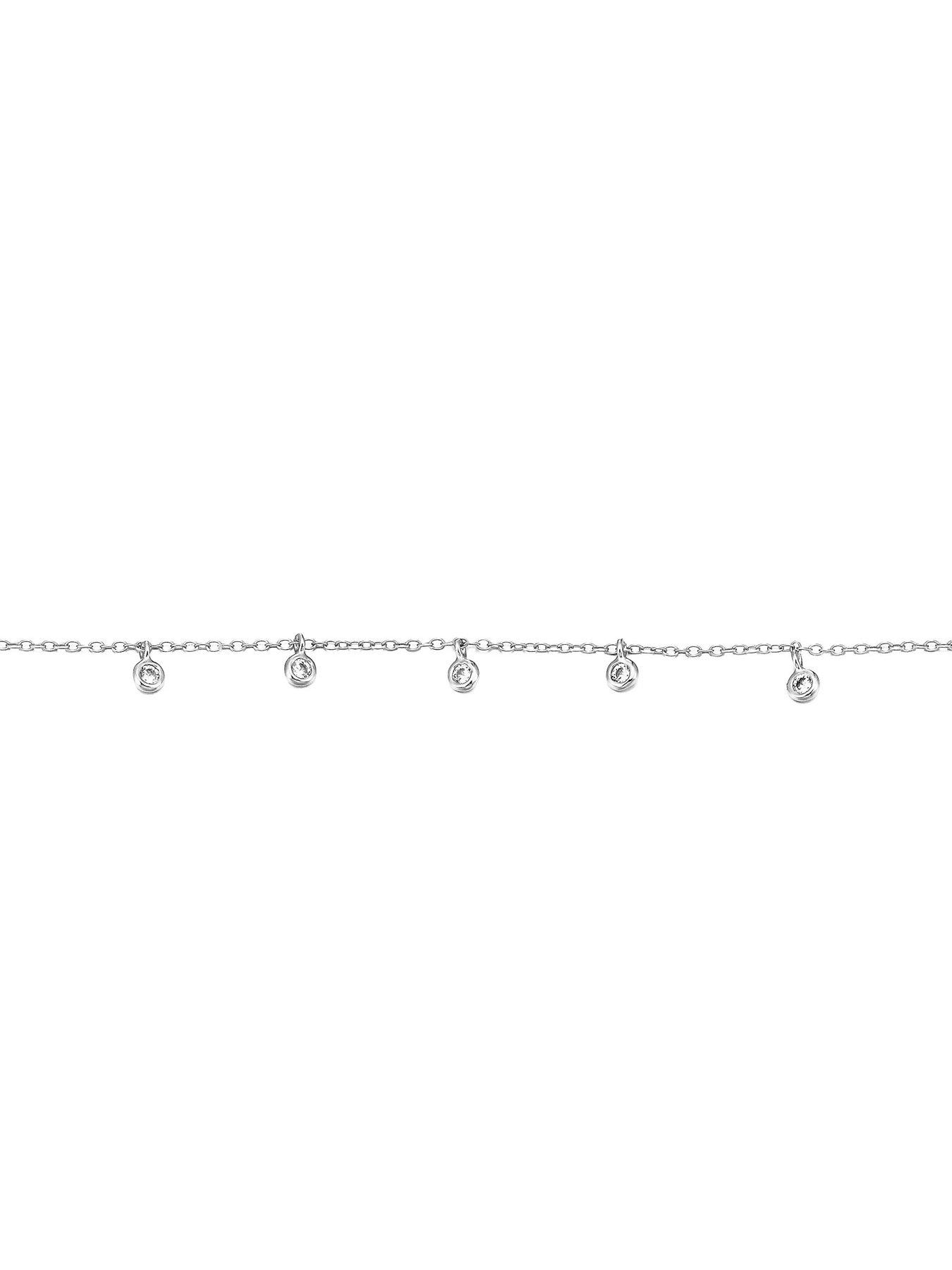  image of the-love-collection-sterling-silver-5-cubic-zirconia-anklet