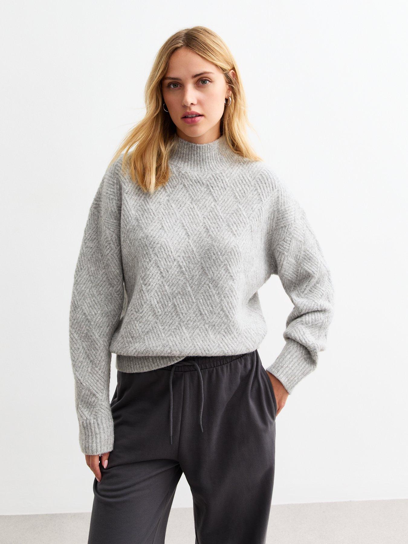 undefined Blanket Stitch Knit Jumper - Grey