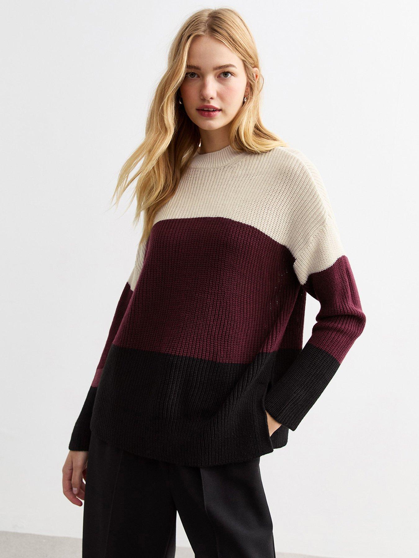 New Look Colour Block Split Hem Jumper Multi littlewoods