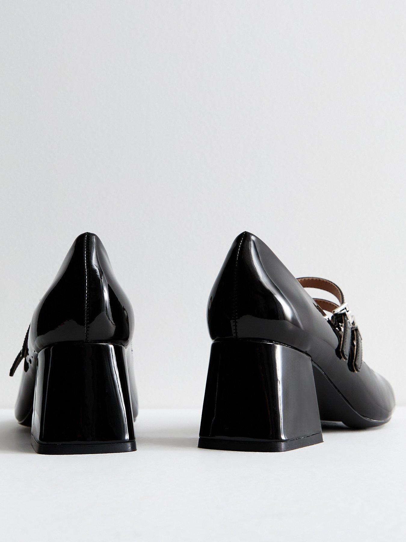 Black patent wide fit shoes on sale