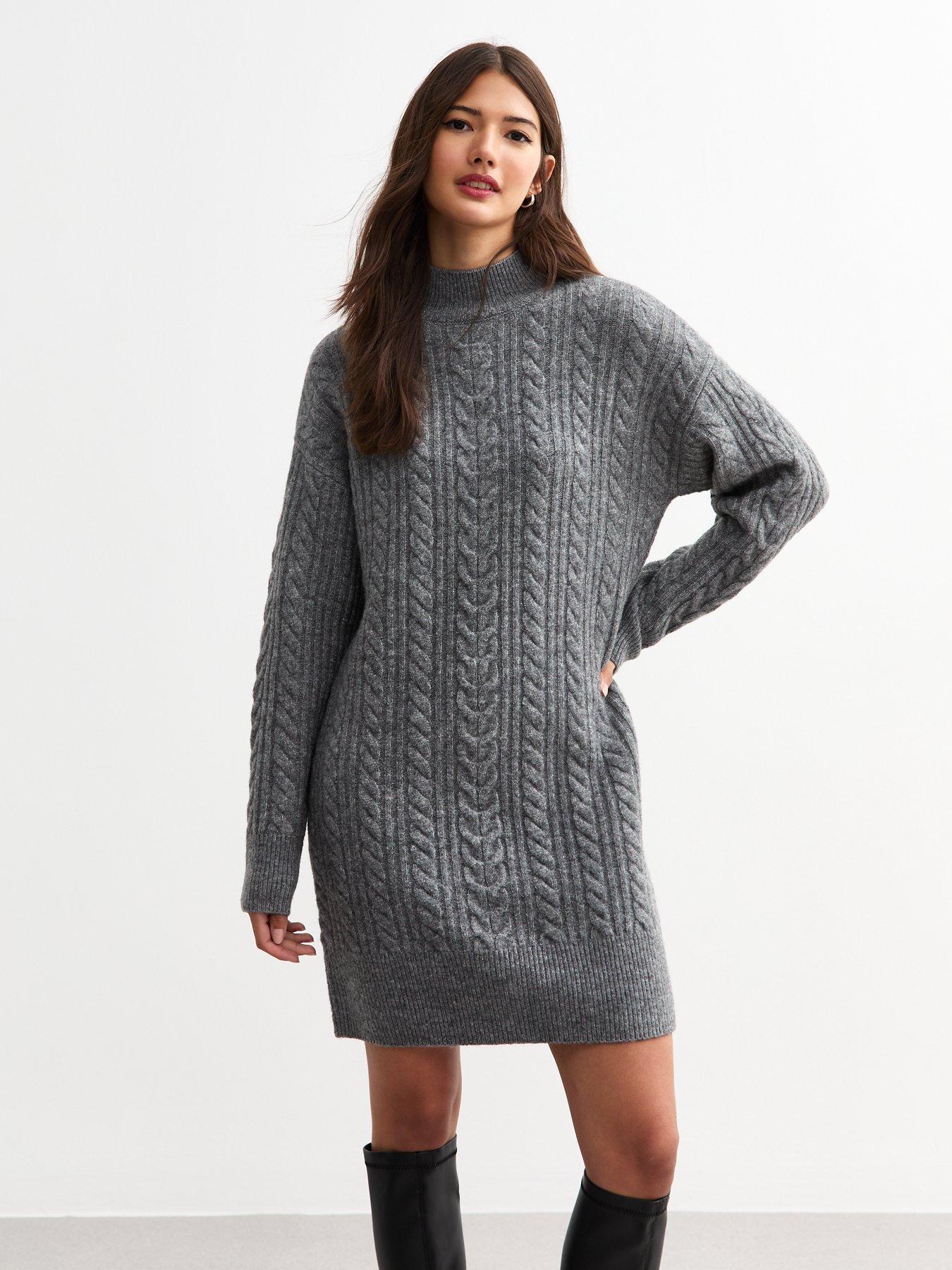 undefined Cable Knit Mini Dress - Grey