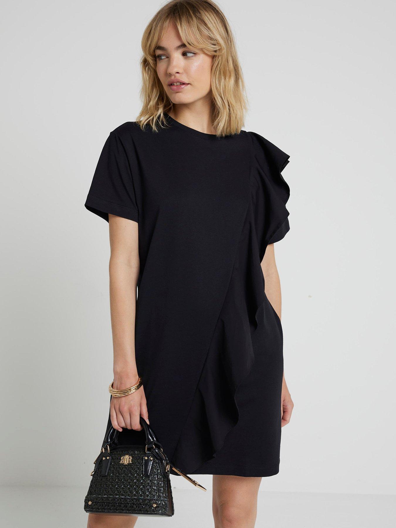 undefined Hybrid Frill Detail Mini Dress - Black