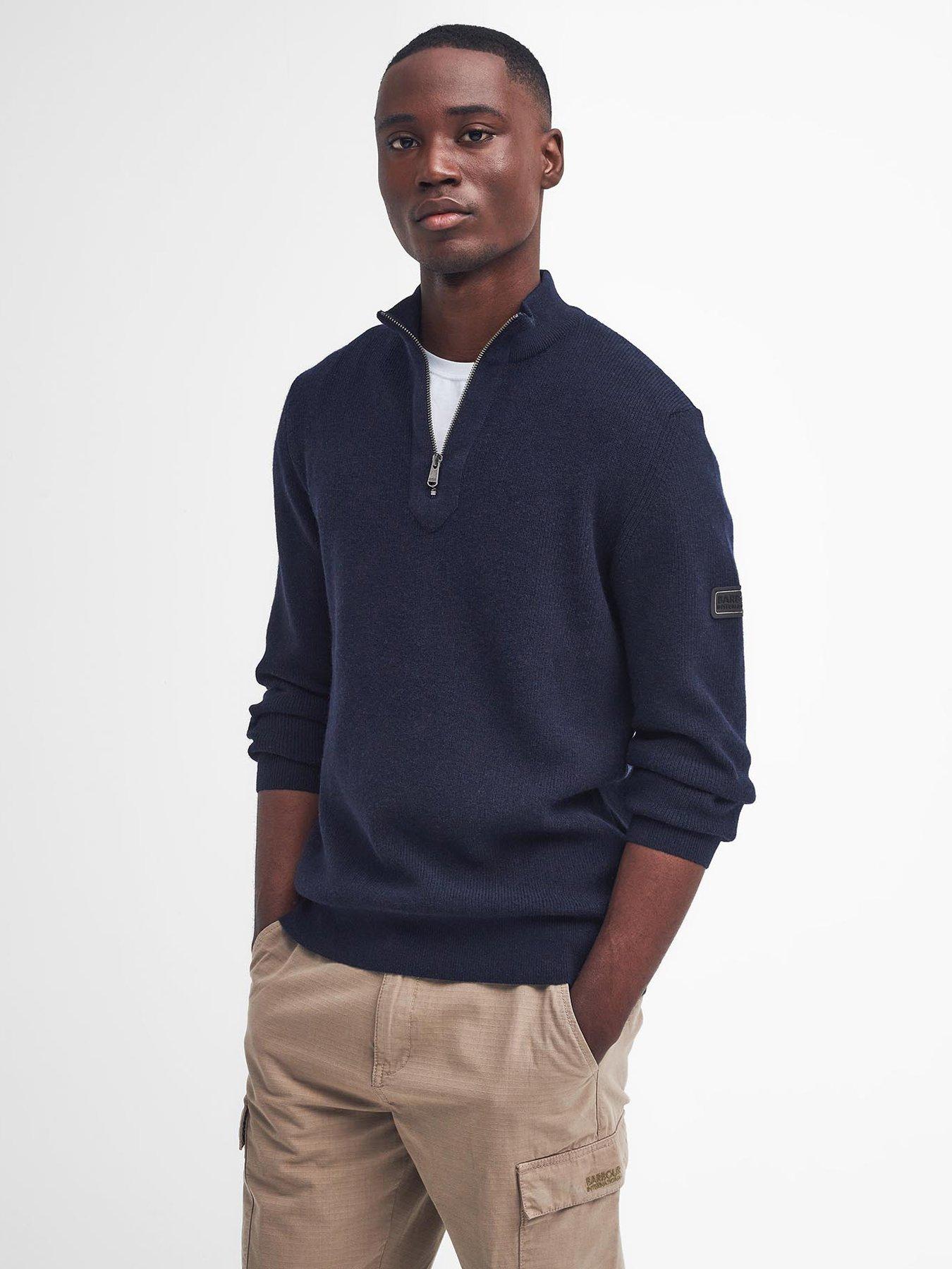 undefined Crawley Half Zip Knitted Jumper- Navy