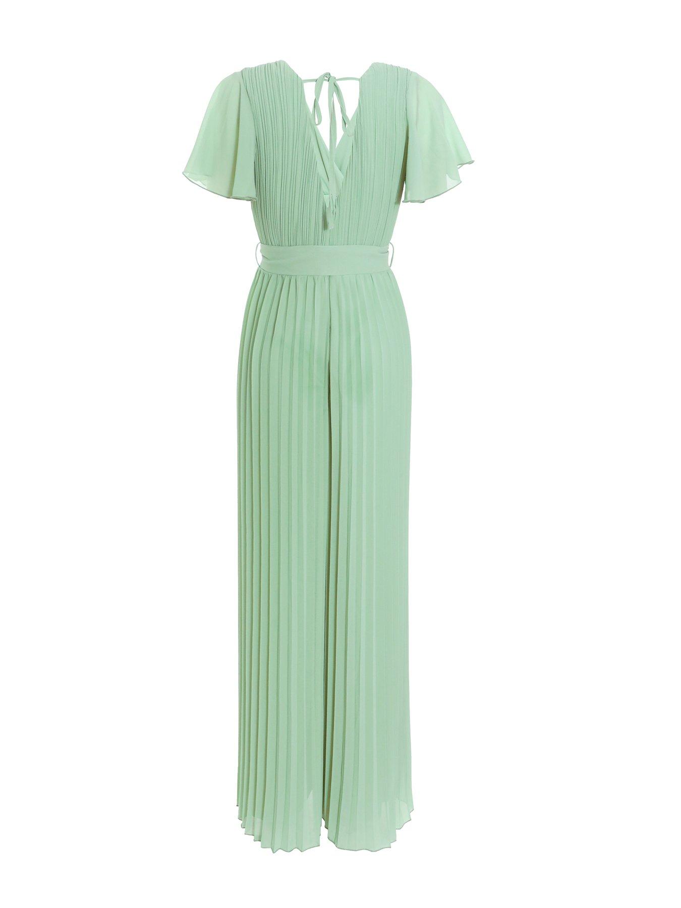 Quiz Sage Chiffon Pleated Jumpsuit | Littlewoods