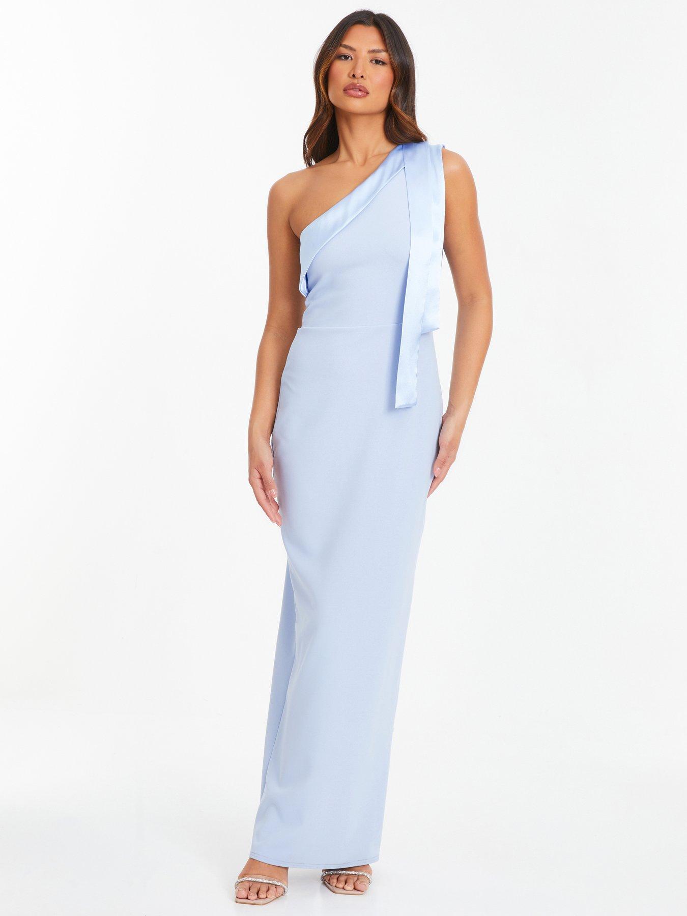 sachin and babi light blue dress Quiz Light Blue Satin Drape Maxi Dress