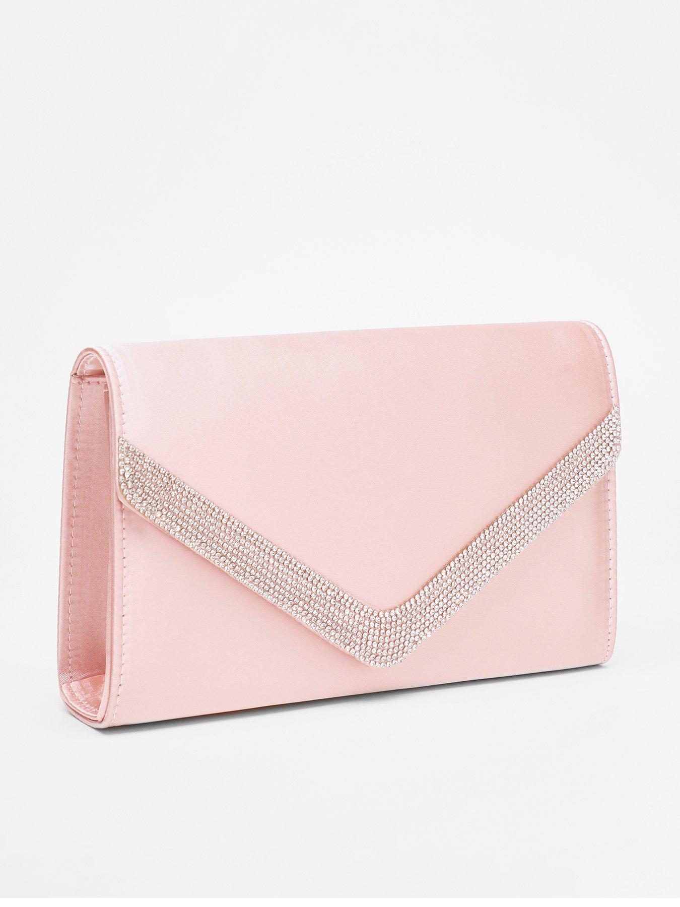 Quiz Pink Diamante Trim Clutch Bag