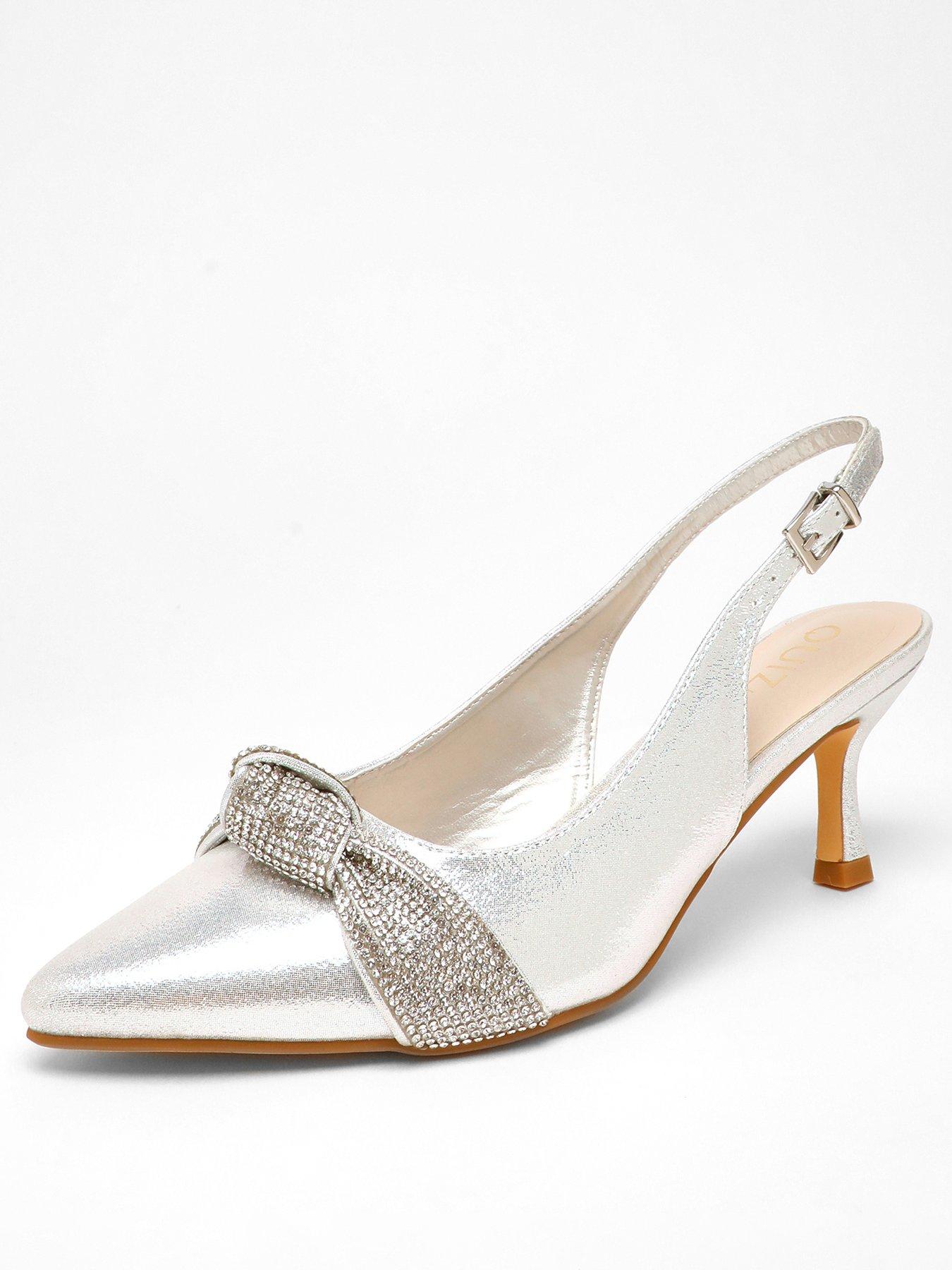 Silver wide heels on sale