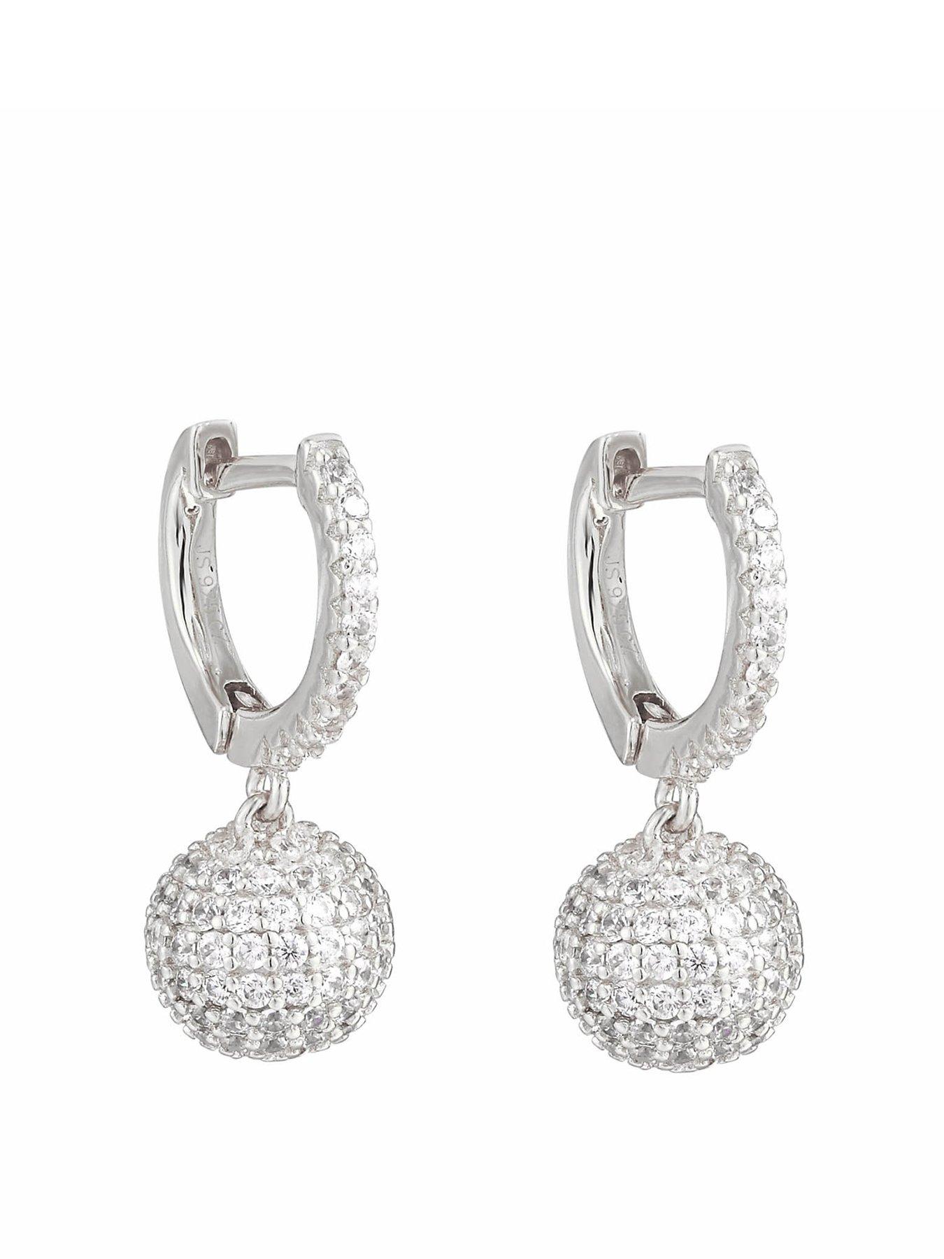 undefined Sterling Silver Disco Ball Drop Huggies