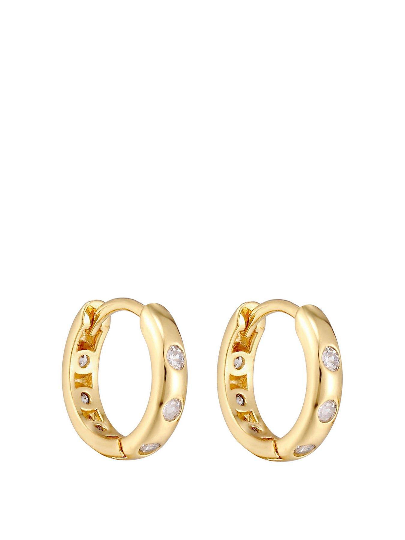The Love Collection 18ct Gold Plated Bobble CZ Huggies