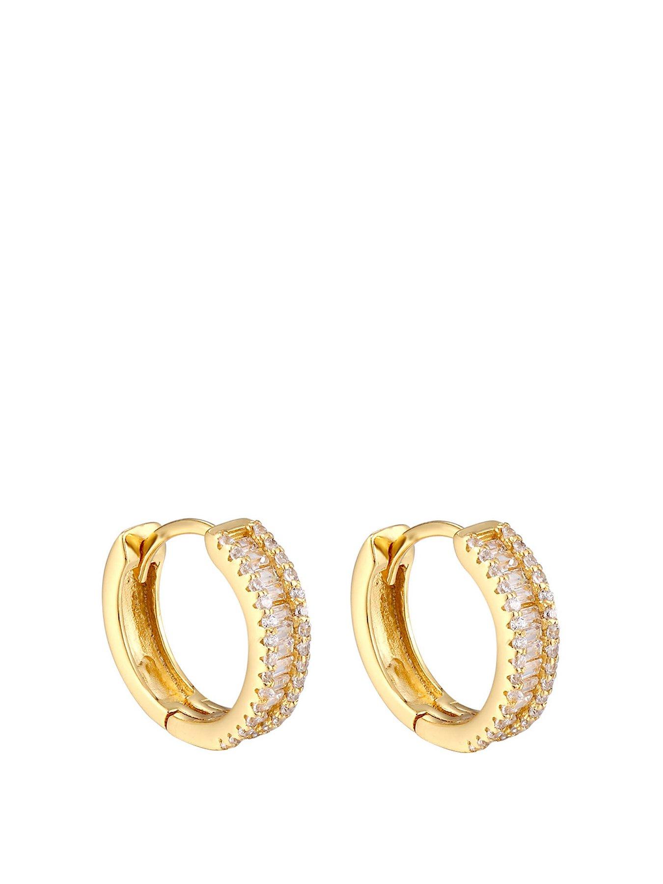 undefined 18ct Gold Plated Channel CZ Chunky Huggies