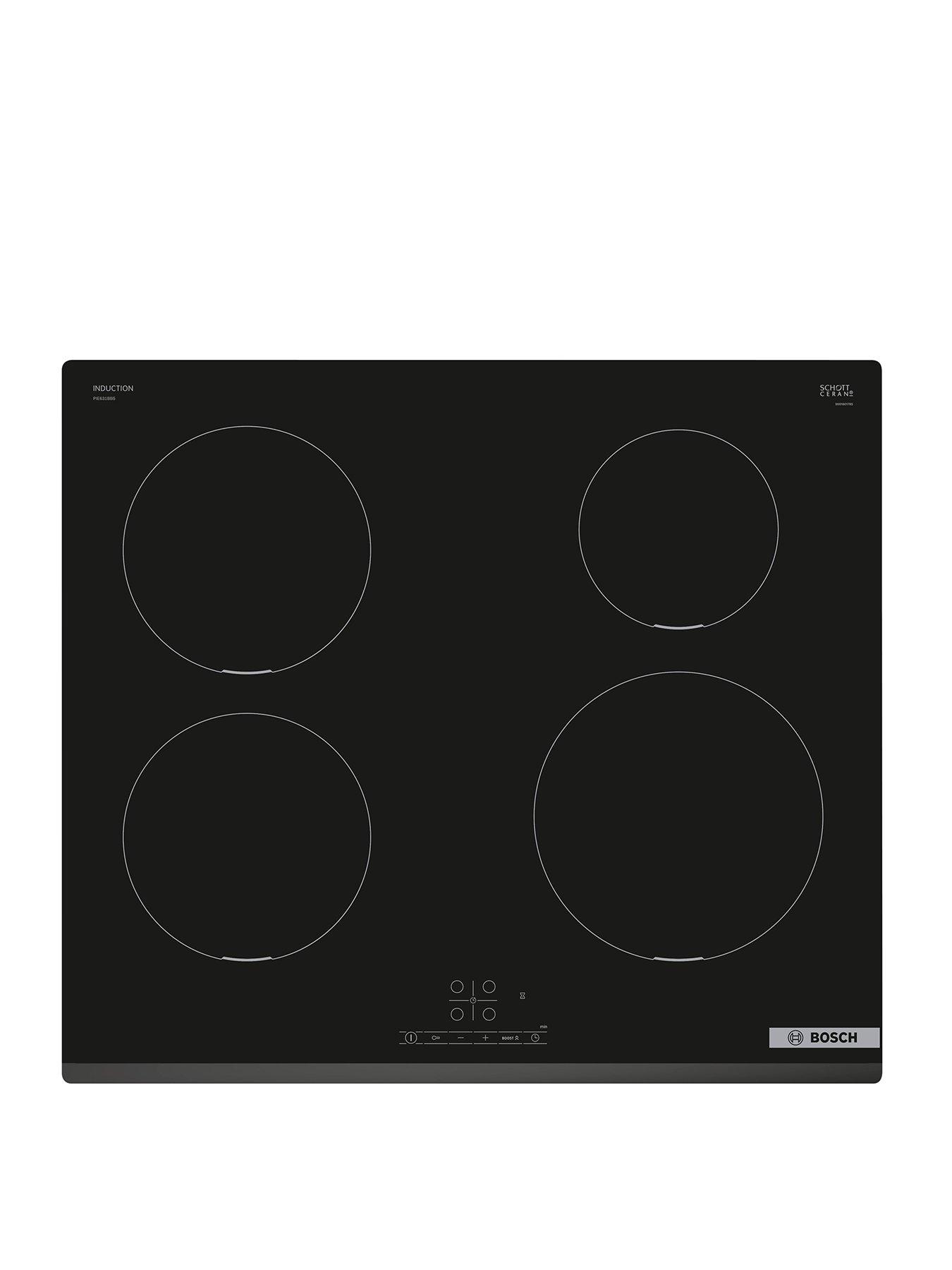 Bosch Series 4 PIE631BB5E 60cm Induction Hob - Touch Control, 4 Zones, Front Bevel, 7.4kW - Black