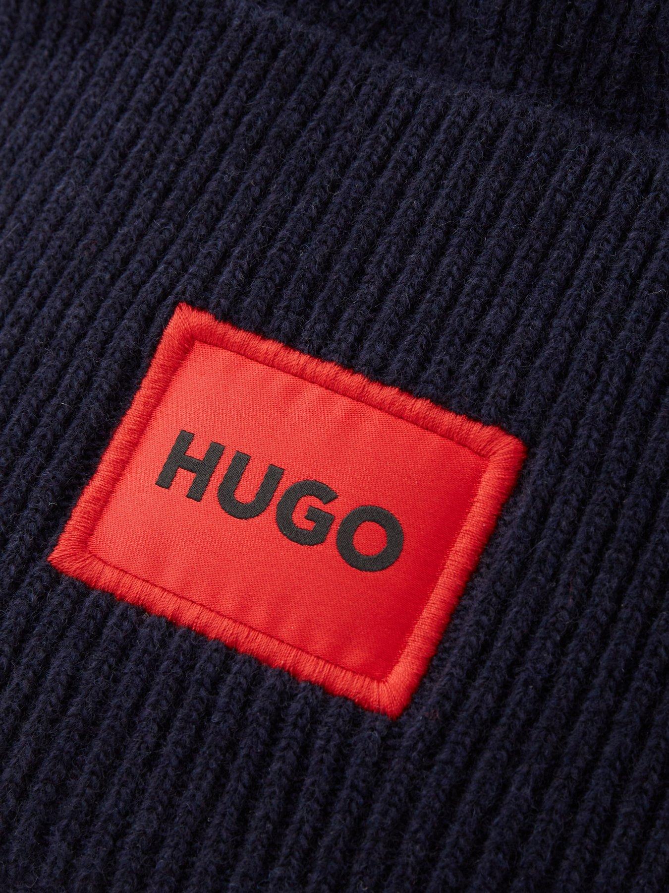 Image 3 of 4 of HUGO Xaff 6 Logo Beanie Hat - Blue