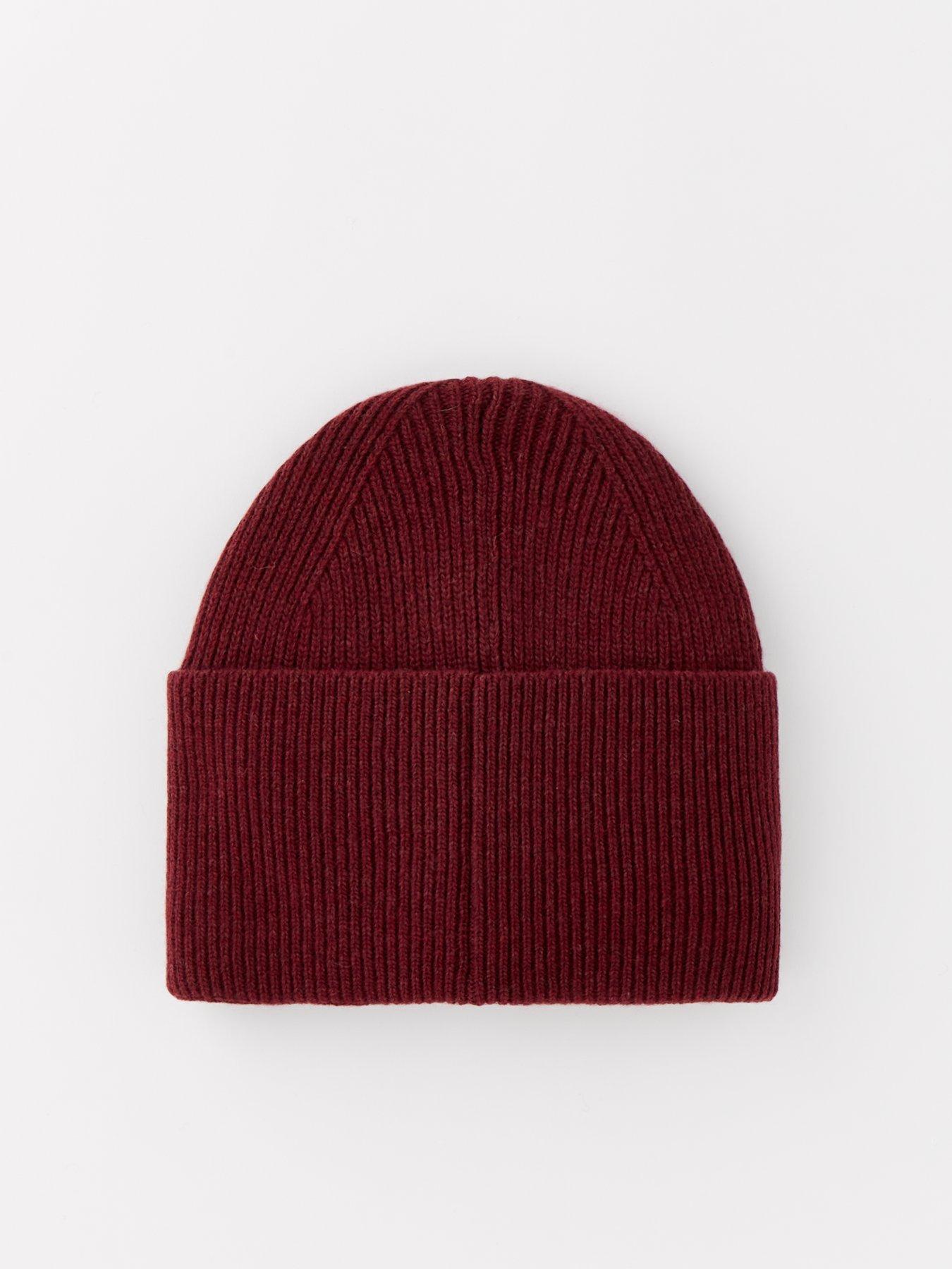  image of hugo-xaff-6-logo-beanie-hat-dark-red