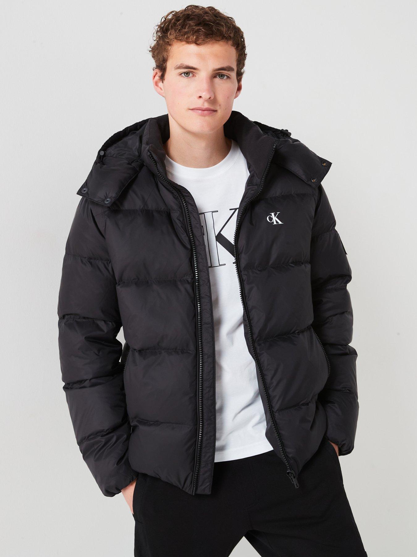 Calvin klein jeans multi logo black puffer jacket deals
