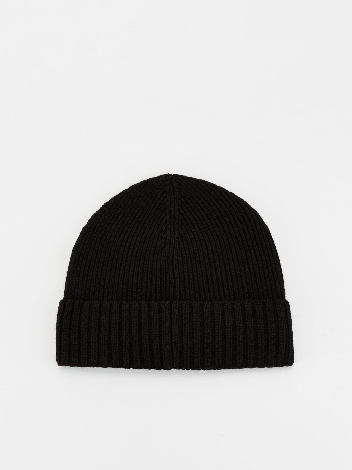  image of boss-flavio-sqaure-nikel-logo-beanie-hat-black