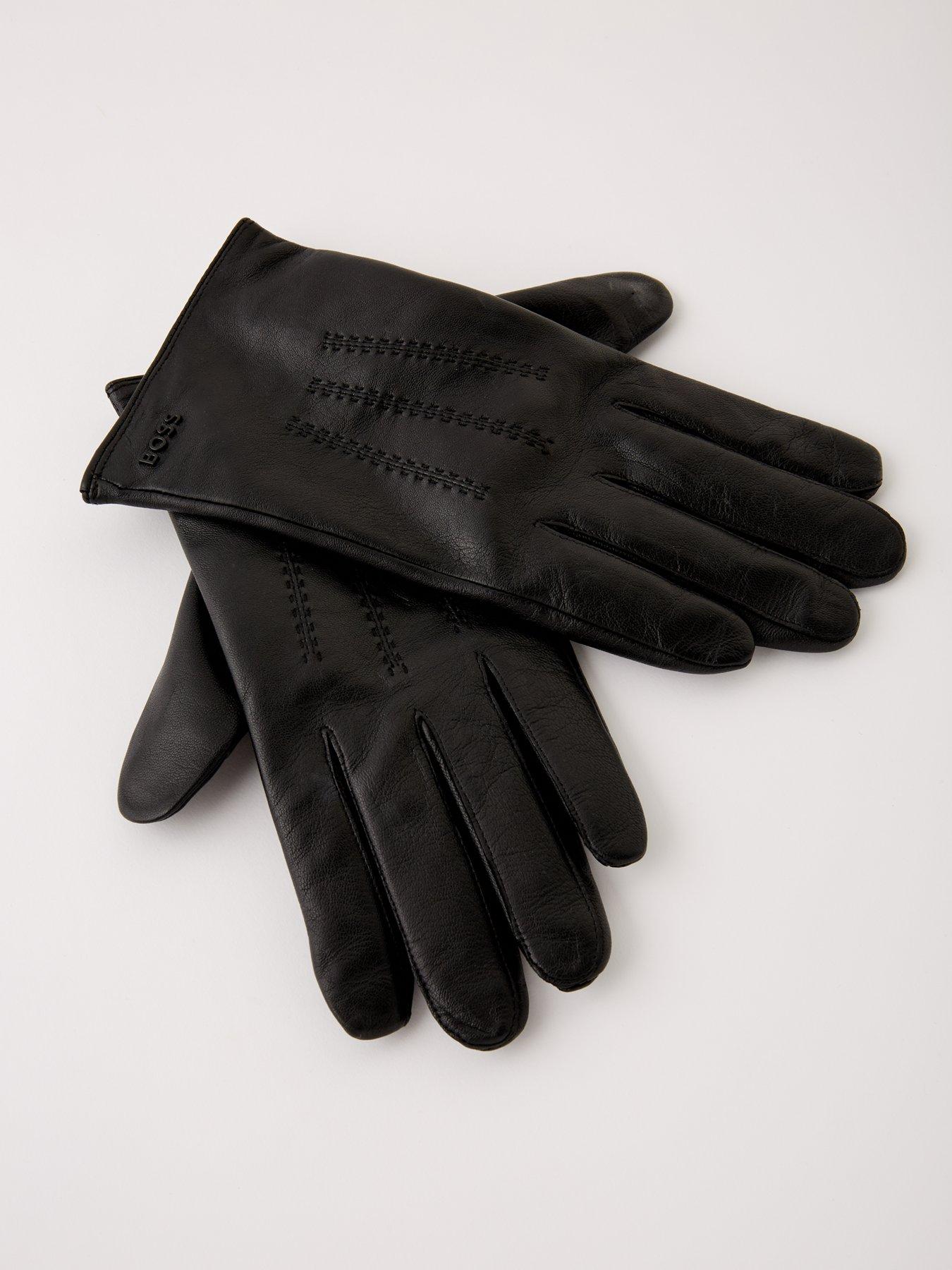 Image 2 of 4 of BOSS Hainz-Me  Logo Leather Gloves - Black