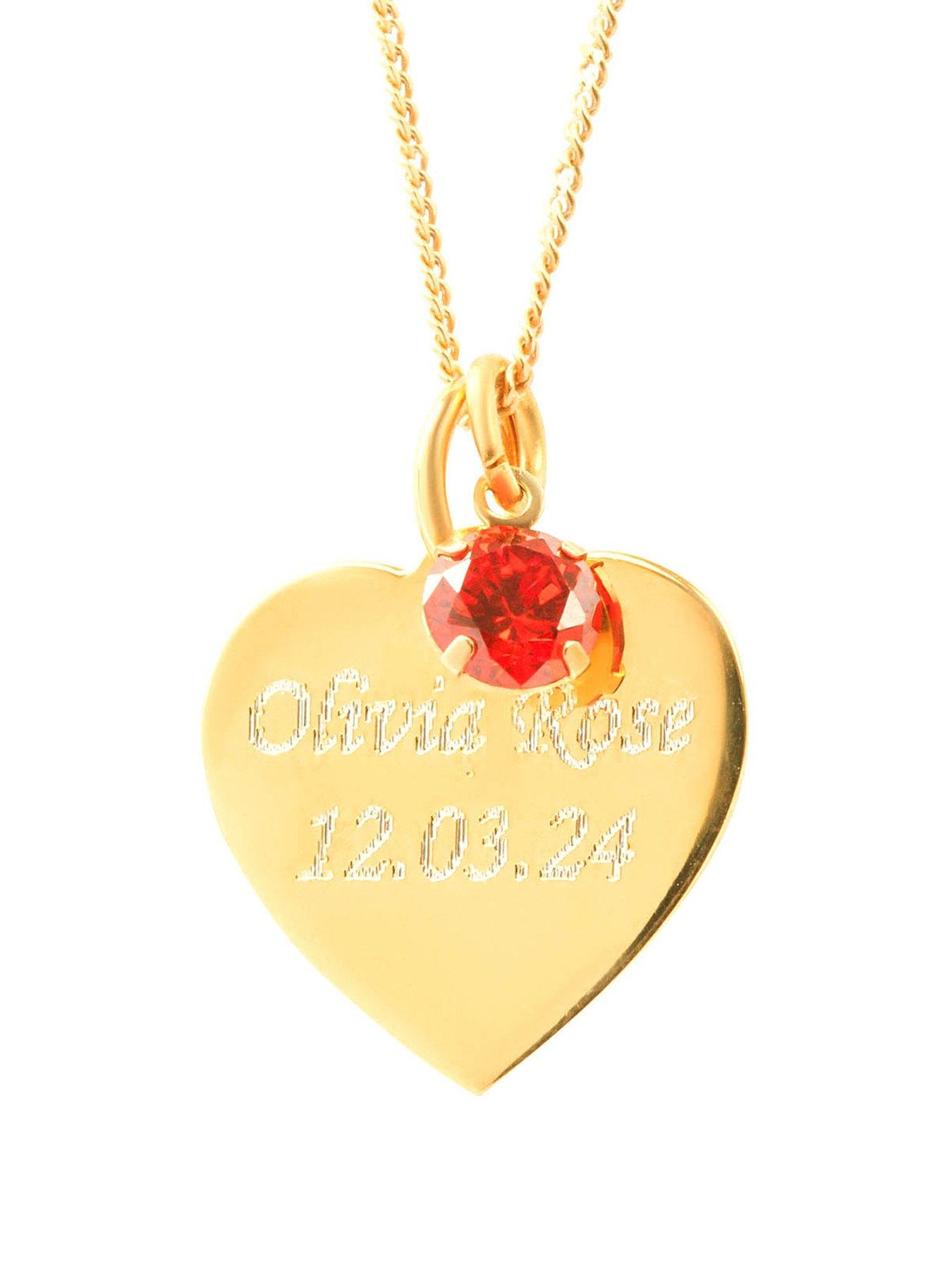 undefined 18ct Gold Plated Sterling silver personalised heart pendant with birthstone charm