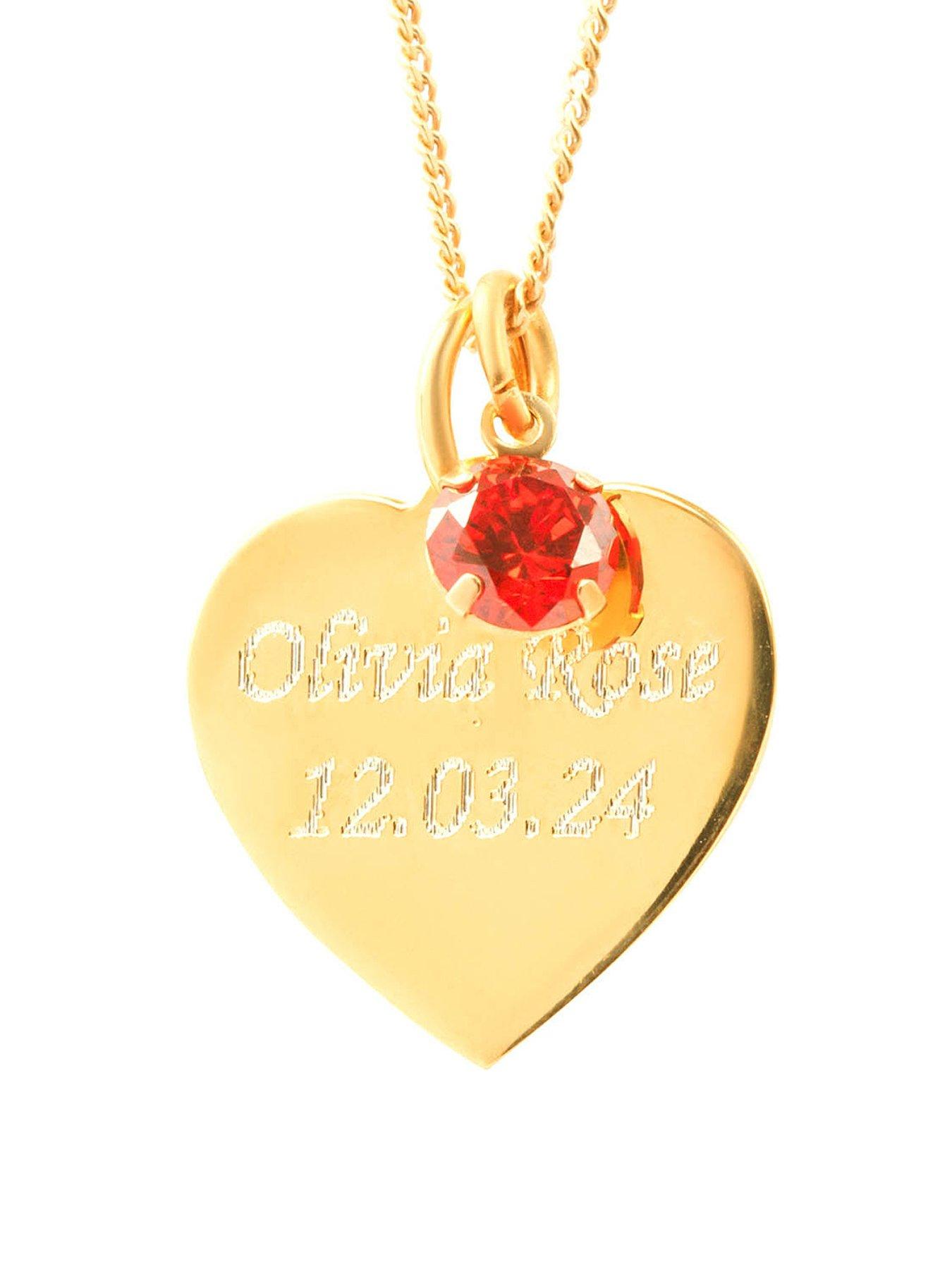 undefined 18ct Gold Plated Sterling silver personalised heart pendant with birthstone charm