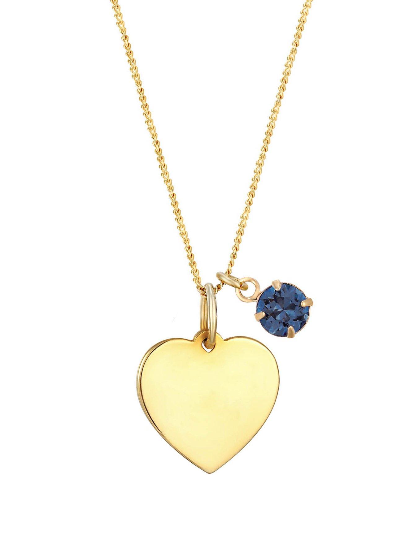 undefined 18ct Gold Plated Sterling silver personalised heart pendant with birthstone charm