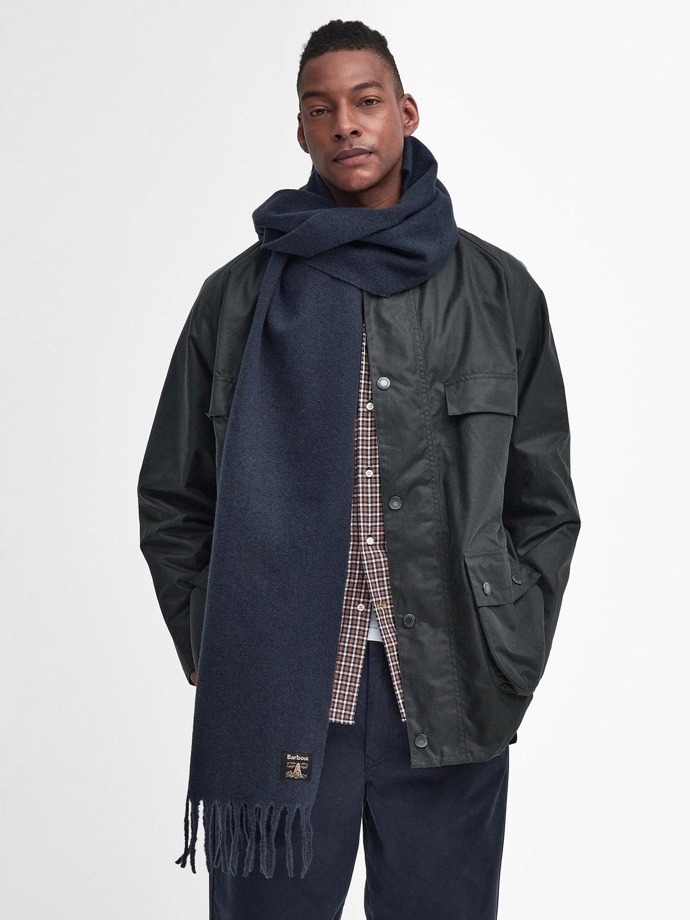  image of barbour-brandy-boucle-tasseled-scarf-navy