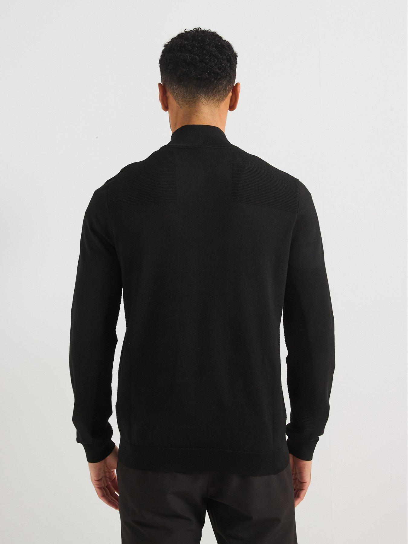  image of boss-momentum-x-merino-14-zip-knitted-jumper-black